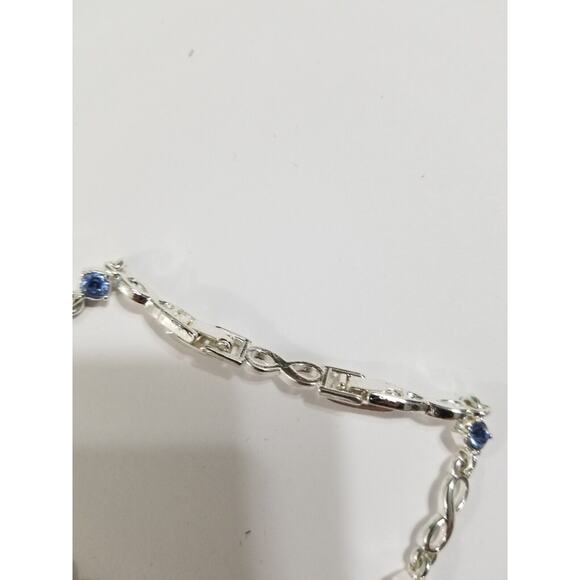 NRT silvertone bracelet with blue stones b46 - Picture 4 of 5